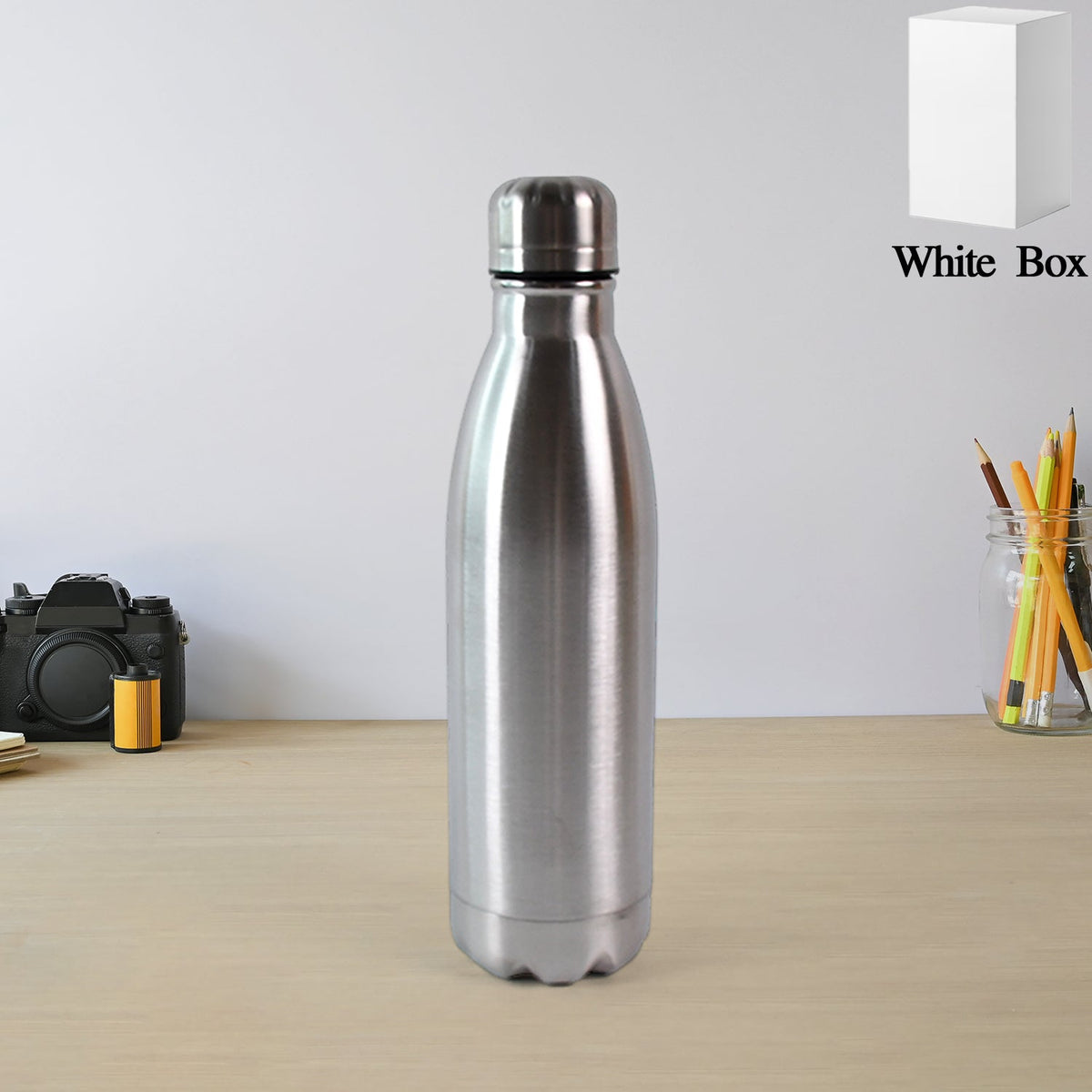 Luxe Silver Steel Water Bottle