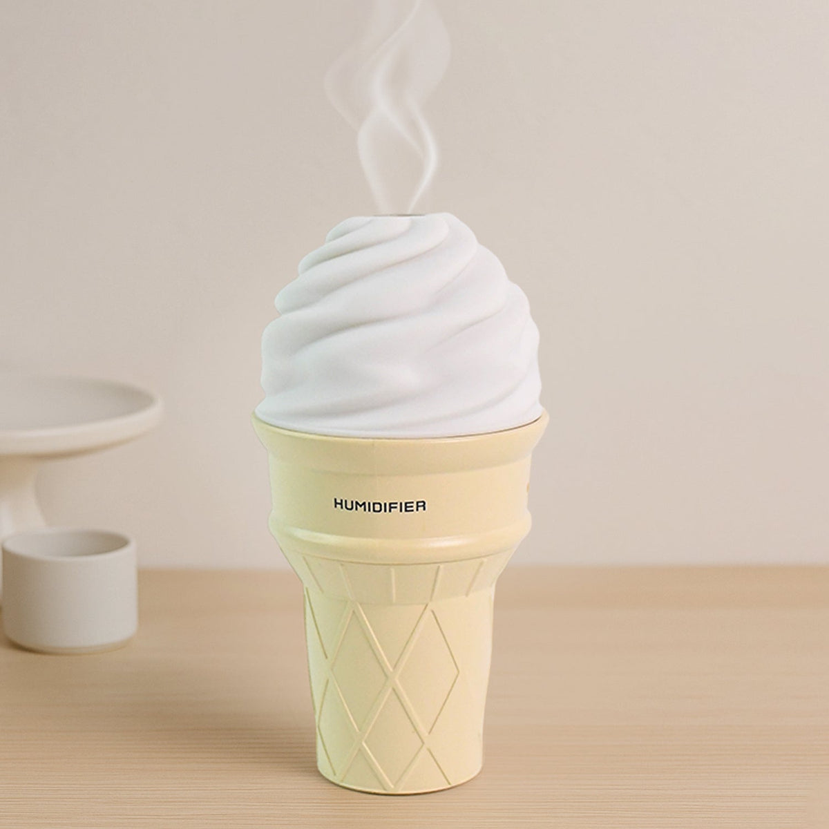 Ice Cream Cone Shape Air Freshener Humidifier (1Pc / Cream Color)