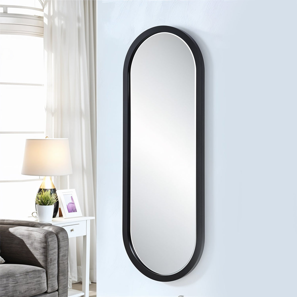Modern Oval Wall-Mounted Bathroom Mirror (1 Pc)