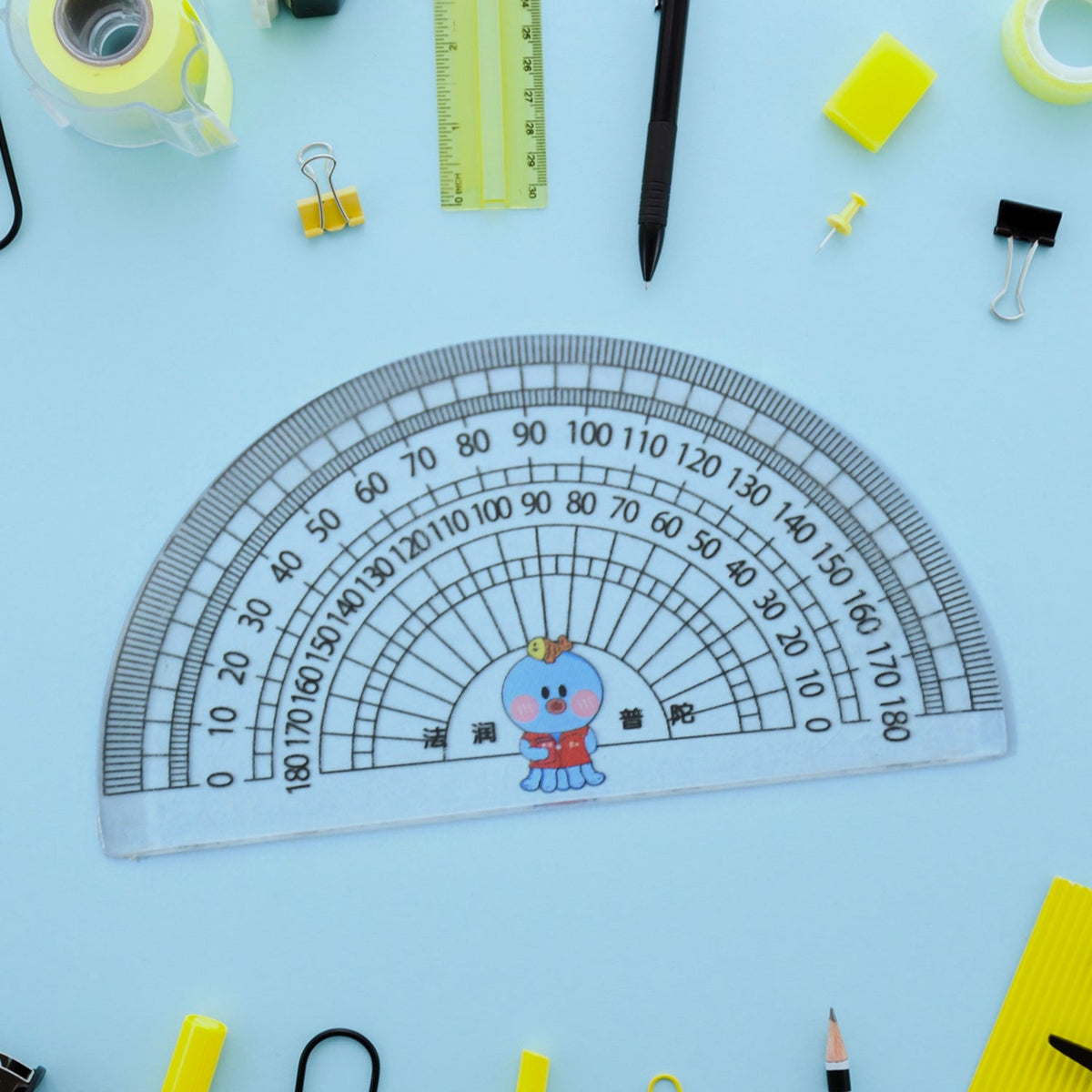 Multipurpose Transparent Plastic Protractor Set (3 Pcs Set)