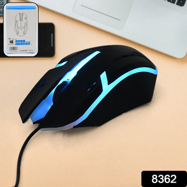 Ergonomic wired optical mouse in black, designed for comfortable computer use.