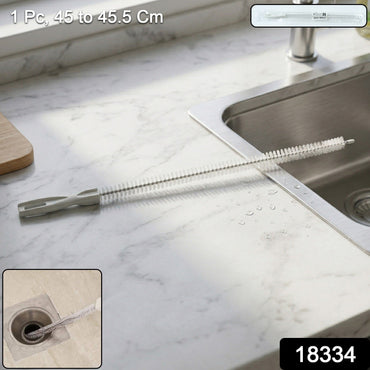 Dual-end flexible brush designed for deep cleaning pipes and drains