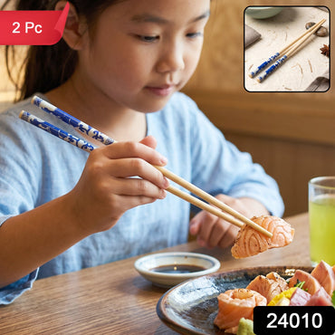 Chinese print bamboo chopsticks pair