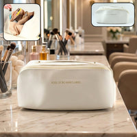 Waterproof travel makeup organizer pouch with zippered opening
