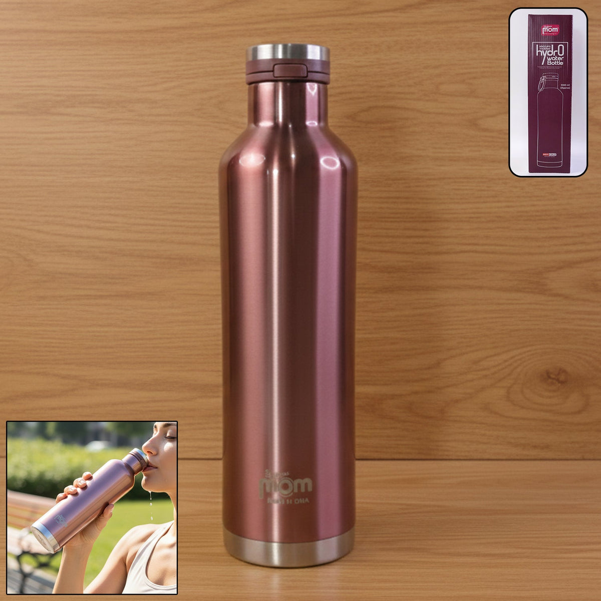 Insulated stainless steel water bottle 1000ML capacity by Supermom