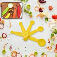 Set of 5 durable plastic measuring spoons for precise baking.