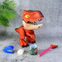 Dinosaur shaped stationery gift set featuring pencil, sharpener, and stapler
