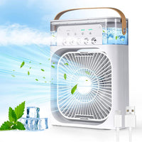 Portable air cooler fan with 7-color LED light design