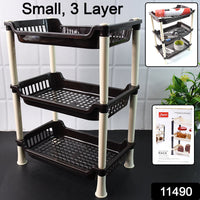 Close-up of ventilated trays on the 3-Tier Plastic Storage Rack Organizer