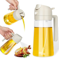 Glass oil dispenser bottle with pour and spray function