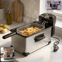 Orbit deep fryer 2000W with stainless steel basket front view