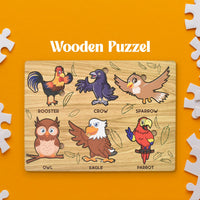 Wooden peg puzzle board for kids with easy-to-hold puzzle pieces