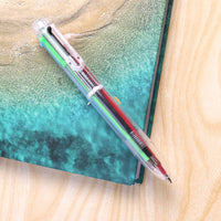 Multicolor Ball Pen showcasing 6 vibrant ink colors for creative writing tasks.