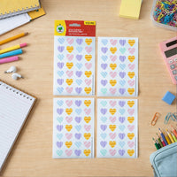 Sheet of colorful heart shape decorative stickers