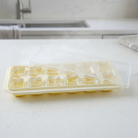 Ice cube tray with lid, perfect for making frozen treats and storing in freezer.