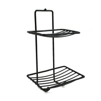 Elegant 2-tier stainless steel soap rack, perfect for bathroom organization.