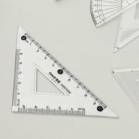 Angle measurement protractor from 4-piece transparent geometry set