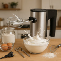 Orbit stainless steel electric hand mixer with dough hooks and beaters