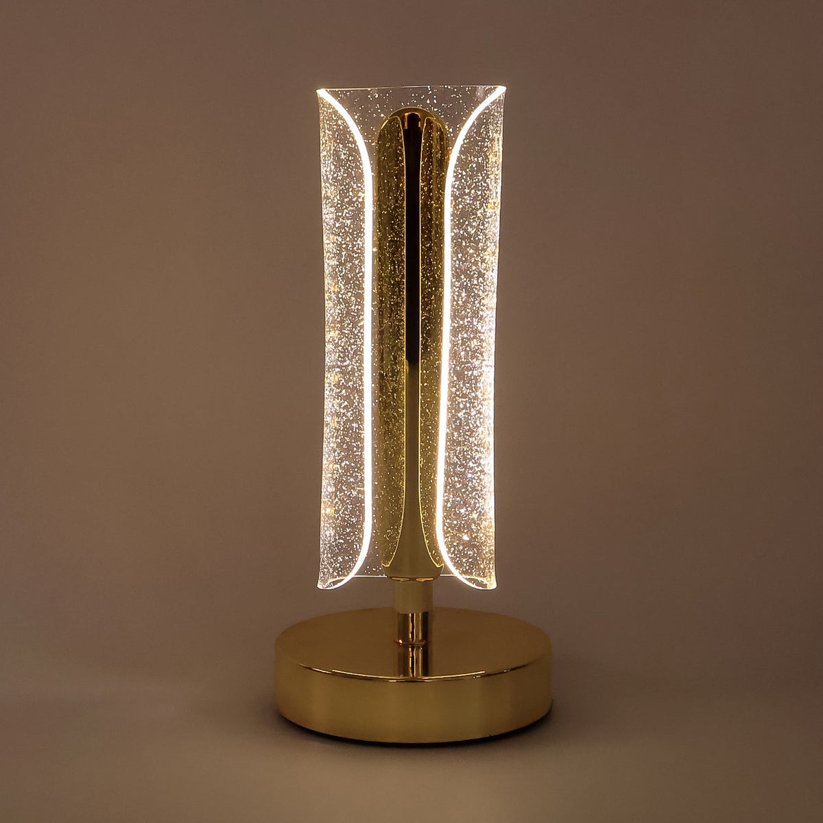 Elegant golden LED crystal table lamp for bedroom bedside use