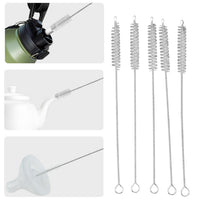 Flexible handle and hanging loop on a cleaning brush for straw and bottle hygiene