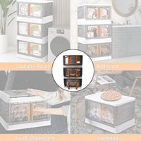 Open plastic wardrobe storage organizer displaying double-door access with multiple layers.