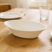 Glossy white Marin oval serving bowl ideal for salads and snacks