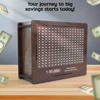 Side view of the wooden savings challenge piggy bank showing smooth finish
