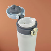 Close-up of the leakproof cap and mouth of the FitFuzion Kids Insulated Water Bottle.