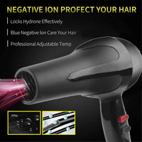 Ergonomic black hair dryer, showcasing its modern design.