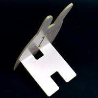 Close-up of the wooden rabbit mobile stand's detail and craftsmanship.