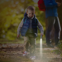 Front view of compact mini torch portable flashlight