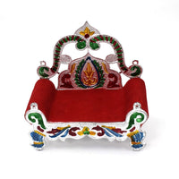 Side profile of the elegant Bal Gopal Singhasan, ideal for deity placement.