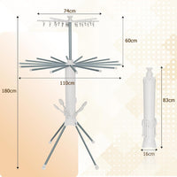 Compact foldable clothes drying rack folded flat for tidiness