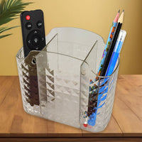 Multipurpose organizer holding office stationery items in clear compartments