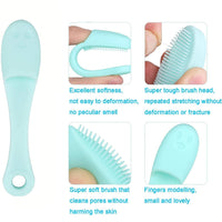 Detailed view of the VelvaBloom pure silicone finger facial scrubber.
