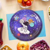 Pack of JubileeJoy brand disposable paper plates, ready for a birthday celebration.
