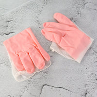 Close-up of waterproof rubber finish on cleaning gloves