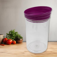 Clear view of a single 1200ml plastic food container filled with spices, showcasing transparency.
