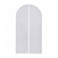Front view of the space-saving foldable suit cover on a clean white background.