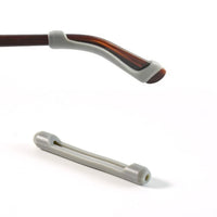Soft grip eyeglass temple tip sleeves securely fitted on glasses for active wear