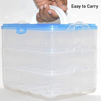 Side view of the multi-layer plastic egg storage box.