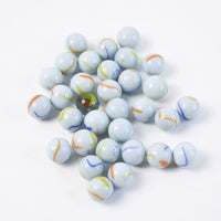Set of heirloom style white glass marbles with colorful swirls