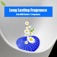 Scented urinal screen providing continuous freshness for up to 30 days.