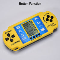 Close-up of the Handheld Video Game's control buttons, including rotate and start functions.