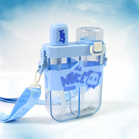 Overhead shot showcasing the two distinct sections of the dual compartment water bottle.