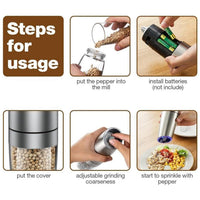 Close view of adjustable coarseness knob on electric salt and pepper mill