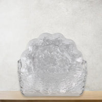 Close-up view of plastic flower plates set showing details