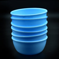 Set of 6 unbreakable plastic bowls in vibrant colors, ideal for everyday kitchen use.