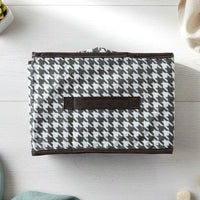 Folded fabric storage basket for closet storage