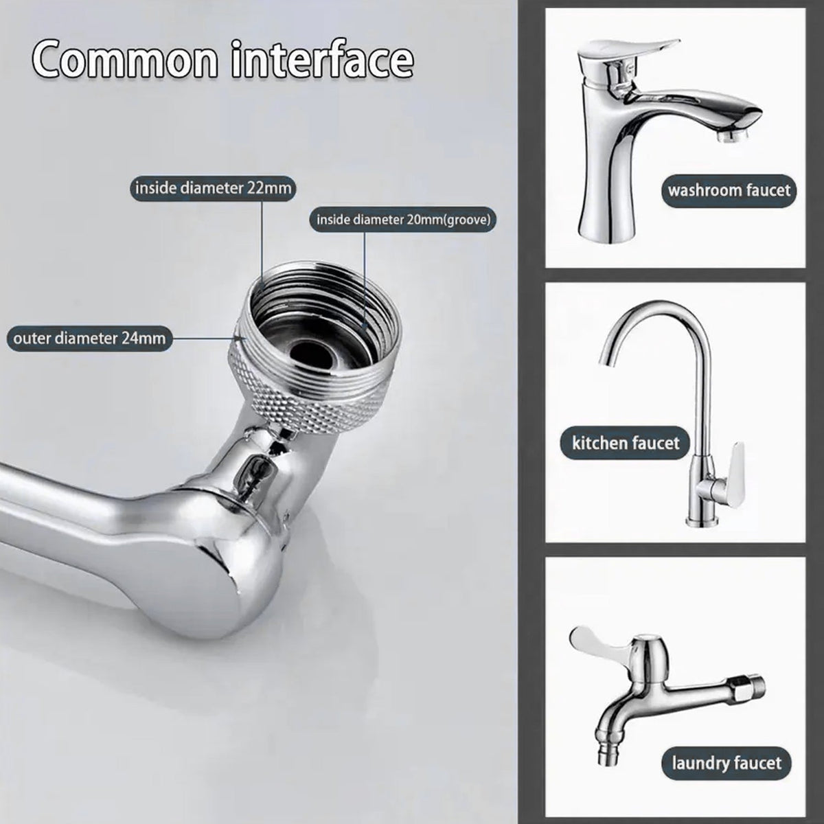 Detail of the rotating faucet sprayer showing its double O-ring design.